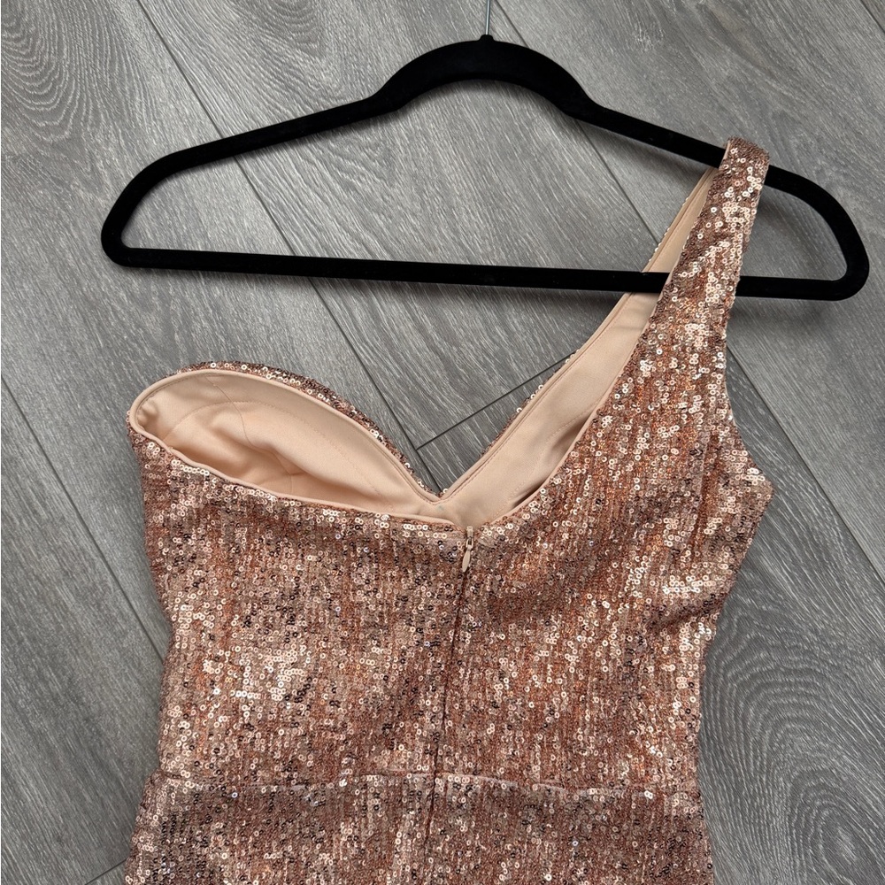 Prom Dress Strapless Rose Gold Sequin Dress - Picture 6 of 8